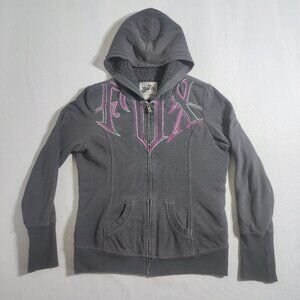 Fox Gray Hoodie with Pink Accent